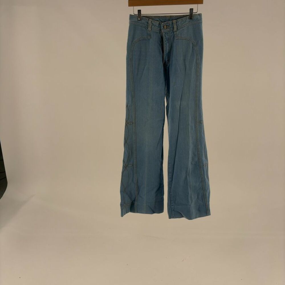 Wild Oats Light Blue Wide-Japanese Embroidered Flare Jeans
